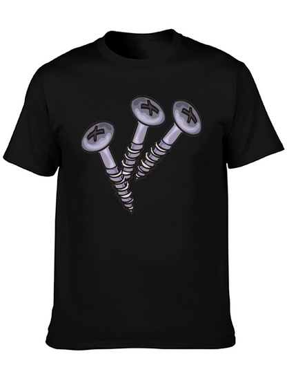 Camiseta Negra con Diseño de Tornillos