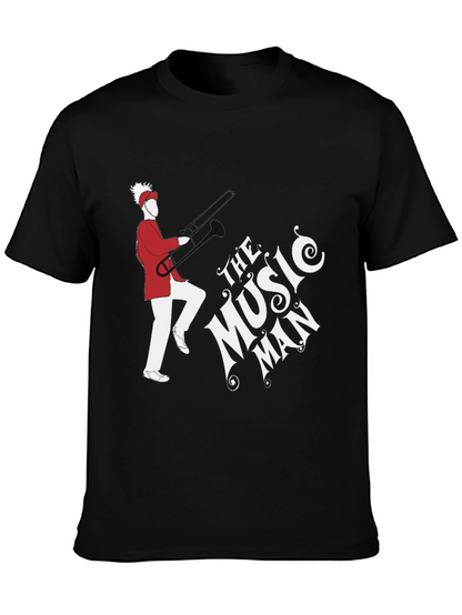 Camiseta Negra The Music Man con Diseño Gráfico Único