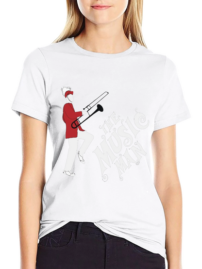 Camiseta Negra The Music Man con Diseño Gráfico Único