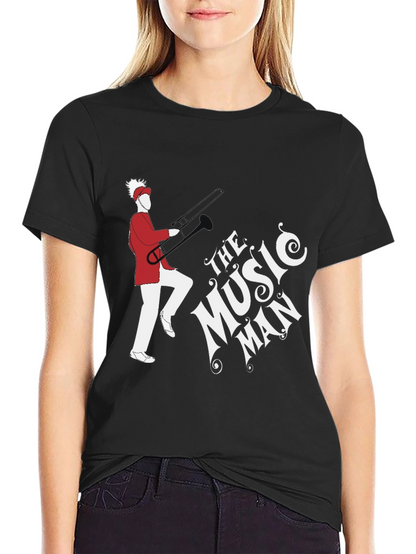 Camiseta Negra The Music Man con Diseño Gráfico Único