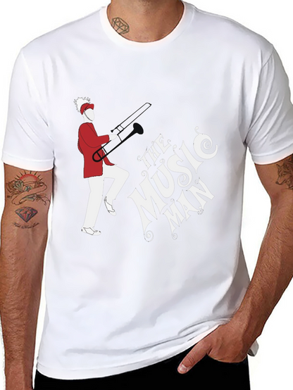 Camiseta Negra The Music Man con Diseño Gráfico Único