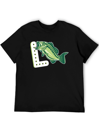 Camiseta Negra con Diseño de Pez y Letra L