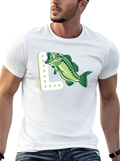 Camiseta Negra con Diseño de Pez y Letra L