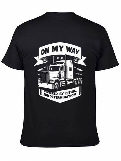 Camiseta Negra con Diseño de Camión y Frase Motivacional