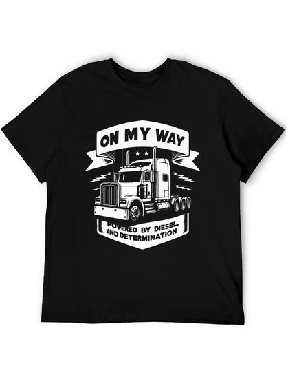 Camiseta Negra con Diseño de Camión y Frase Motivacional