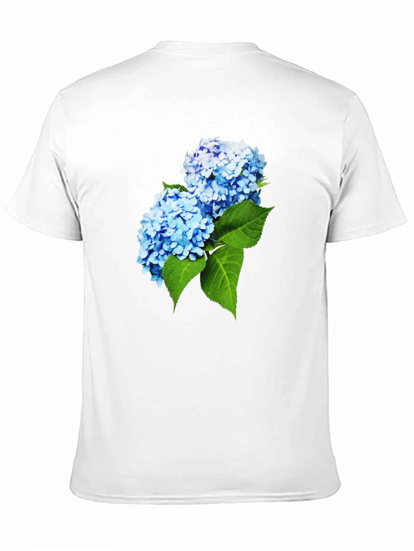 Camiseta Hombre Negra con Hortensias Azules