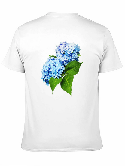 Camiseta Hombre Negra con Hortensias Azules