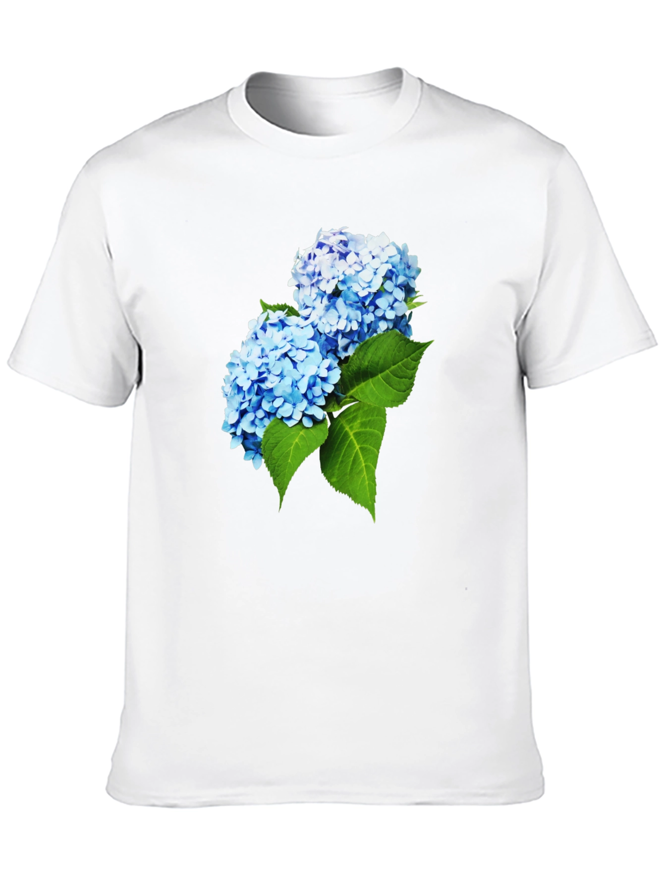 Camiseta Hombre Negra con Hortensias Azules