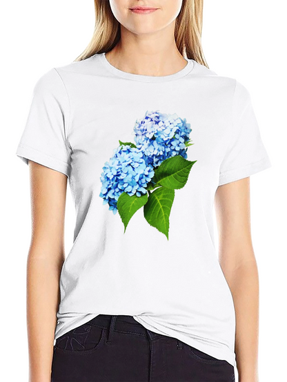 Camiseta Hombre Negra con Hortensias Azules
