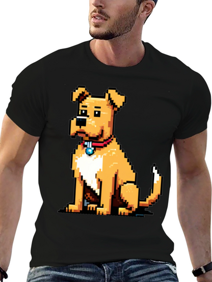 Camiseta Negra con Diseño de Perro Pixelado