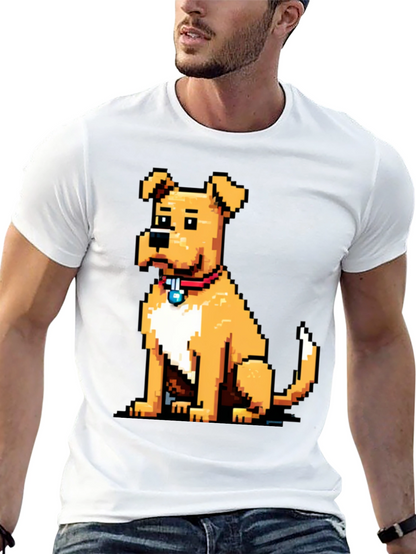 Camiseta Negra con Diseño de Perro Pixelado
