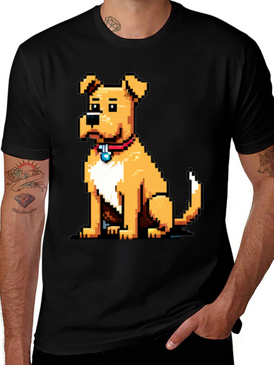 Camiseta Negra con Diseño de Perro Pixelado
