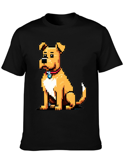Camiseta Negra con Diseño de Perro Pixelado