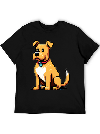 Camiseta Negra con Diseño de Perro Pixelado