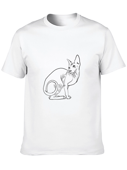 Camiseta Negra con Diseño de Gato Esfinge