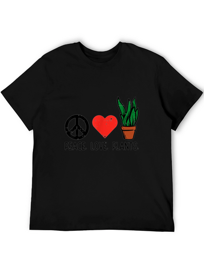 Camiseta Negra Peace Love Plants