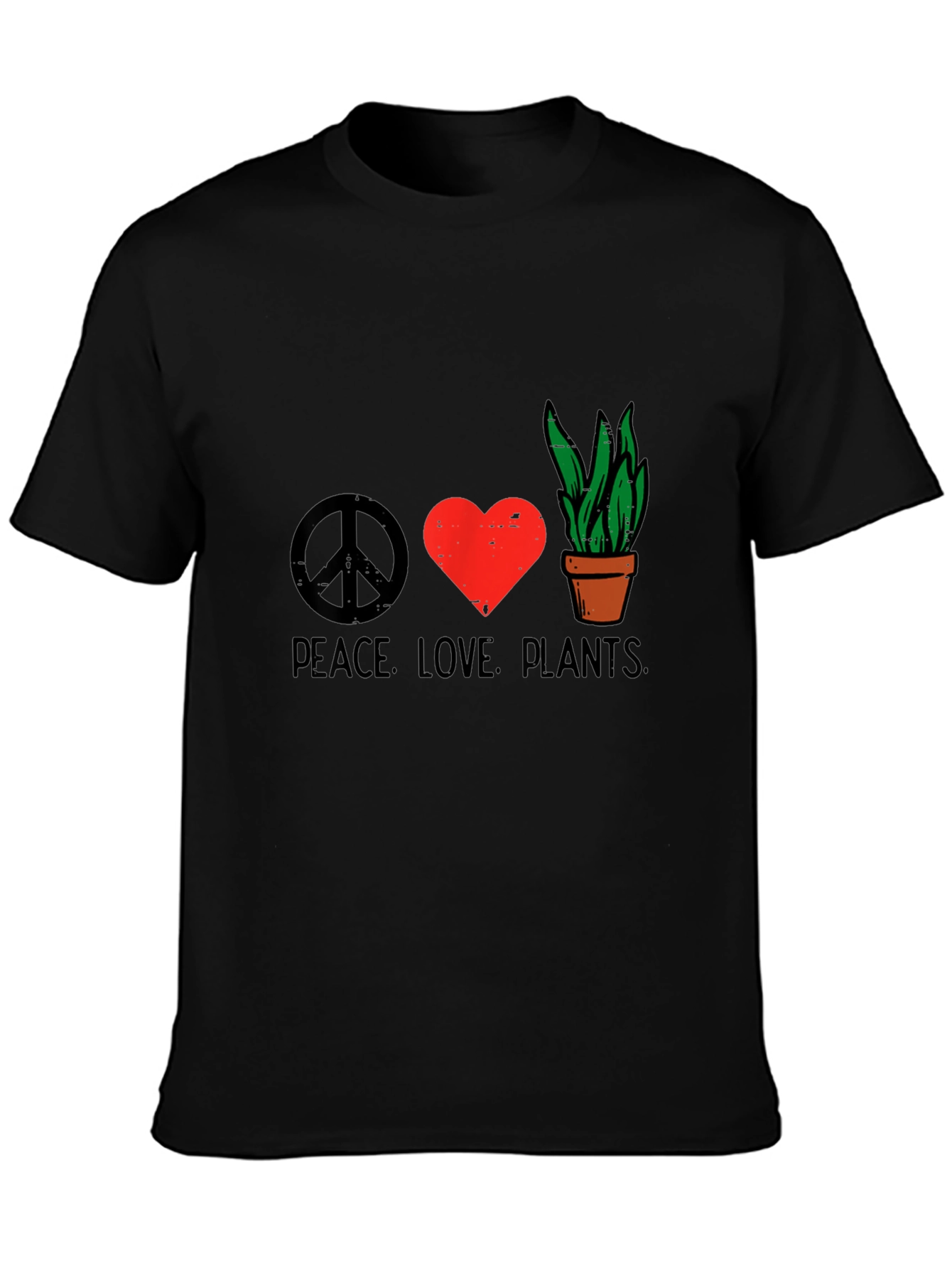 Camiseta Negra Peace Love Plants