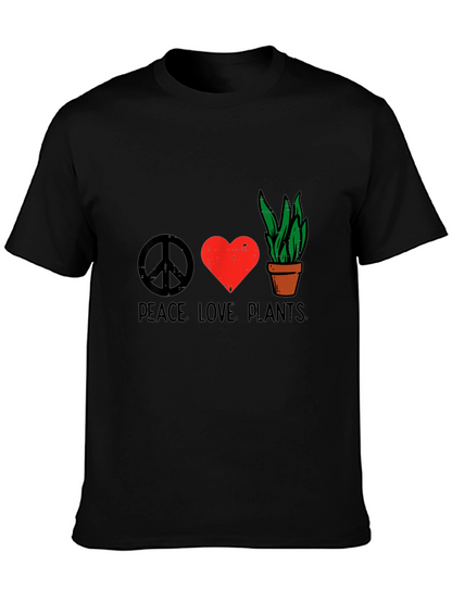 Camiseta Negra Peace Love Plants
