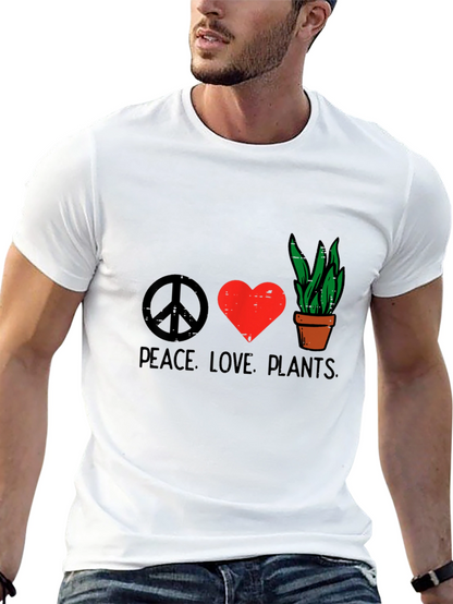Camiseta Negra Peace Love Plants