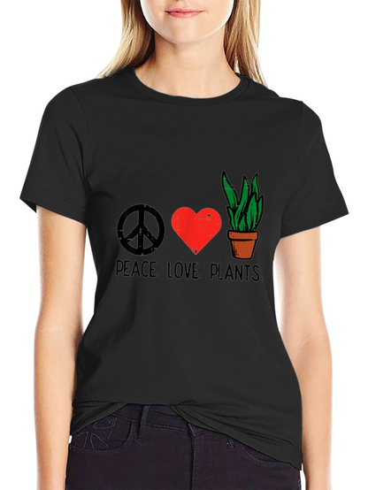 Camiseta Negra Peace Love Plants