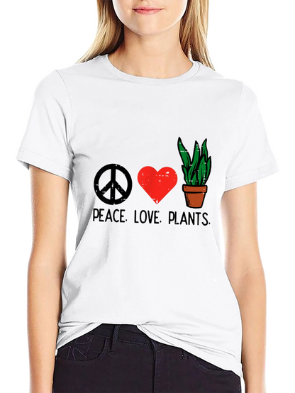 Camiseta Negra Peace Love Plants