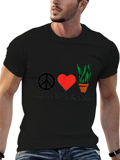 Camiseta Negra Peace Love Plants