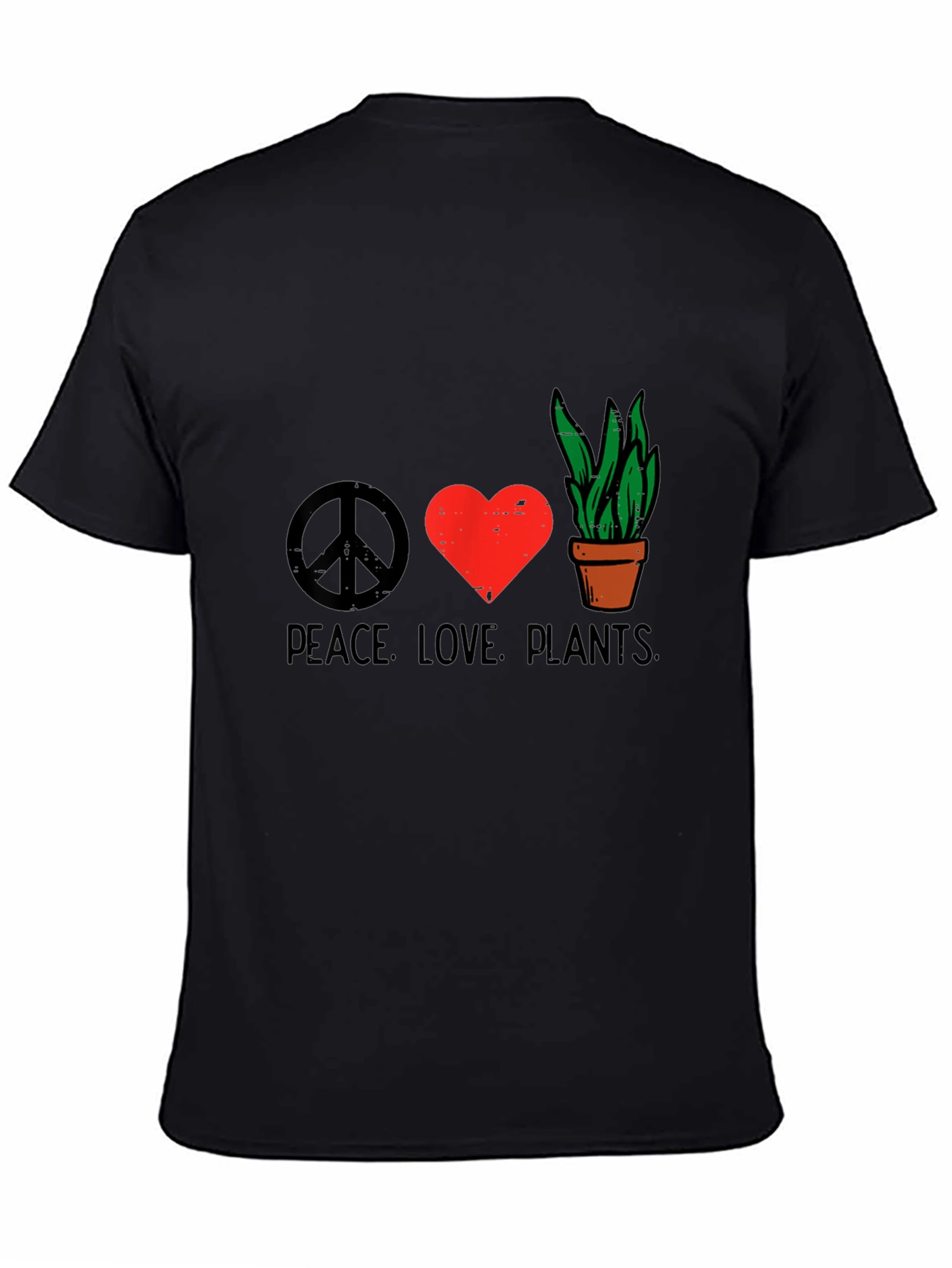 Camiseta Negra Peace Love Plants
