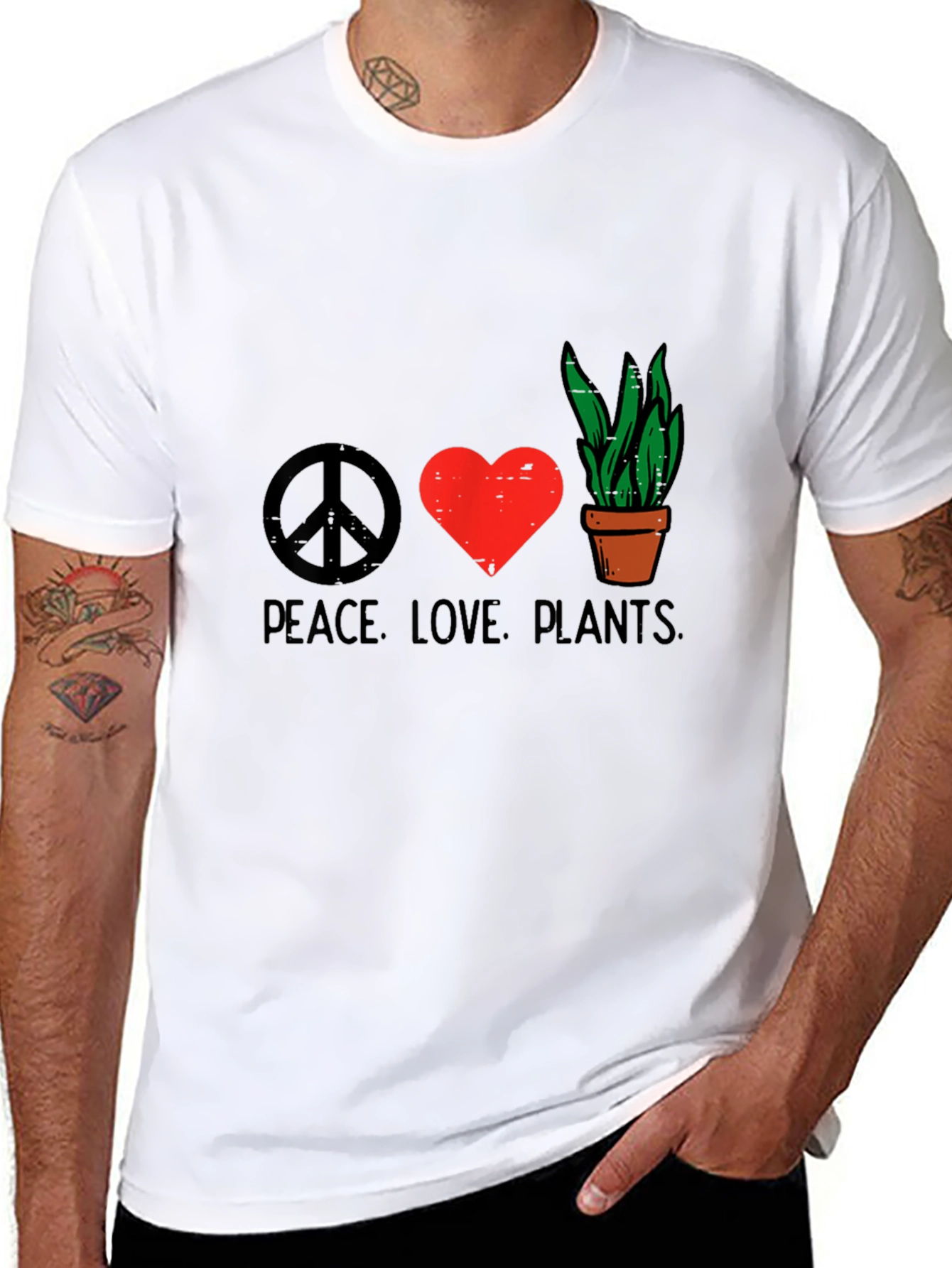 Camiseta Negra Peace Love Plants