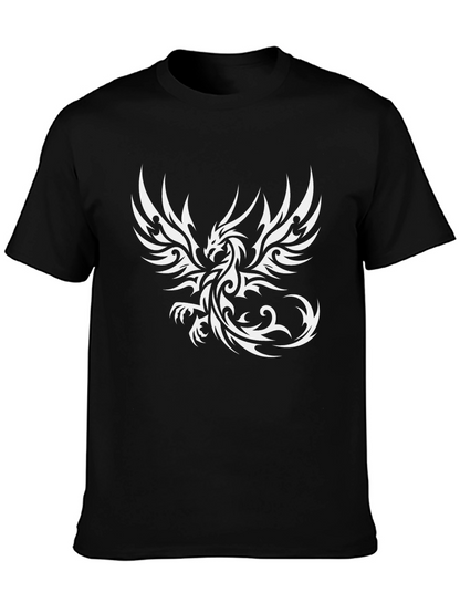 Camiseta Negra con Diseño de Dragón Tribal Blanco