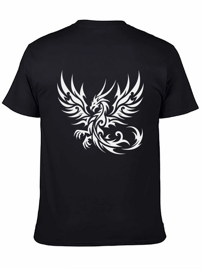 Camiseta Negra con Diseño de Dragón Tribal Blanco