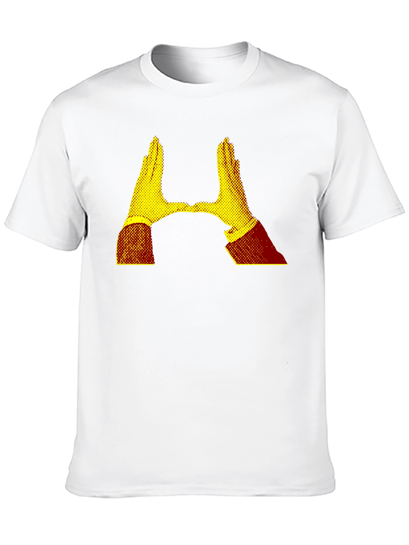 Camiseta Negra con Diseño Abstracto de Manos Amarillas