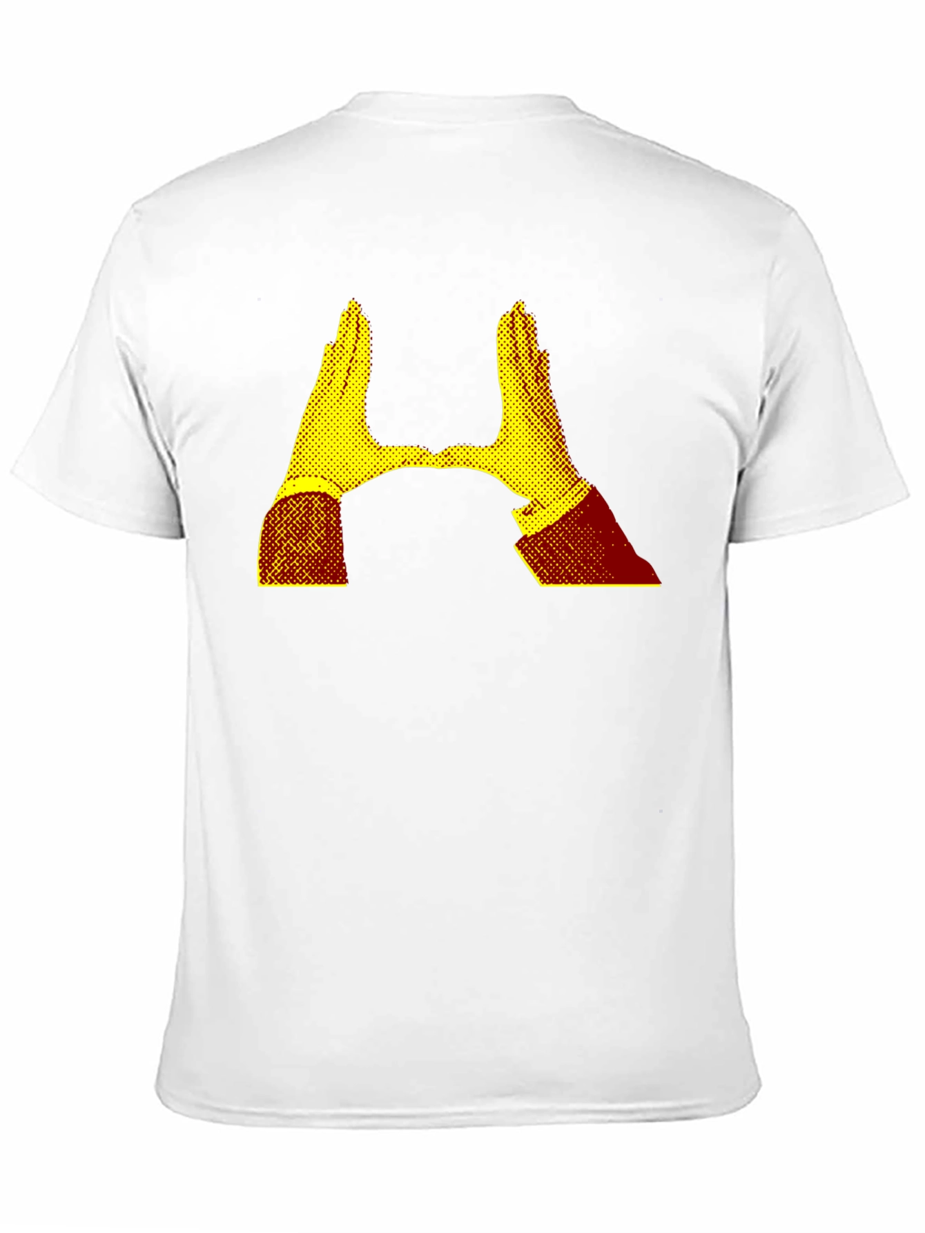 Camiseta Negra con Diseño Abstracto de Manos Amarillas