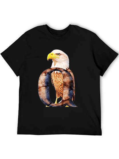 Camiseta Negra con Águila y Letra Q