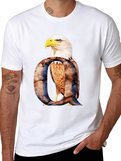 Camiseta Negra con Águila y Letra Q
