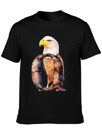 Camiseta Negra con Águila y Letra Q