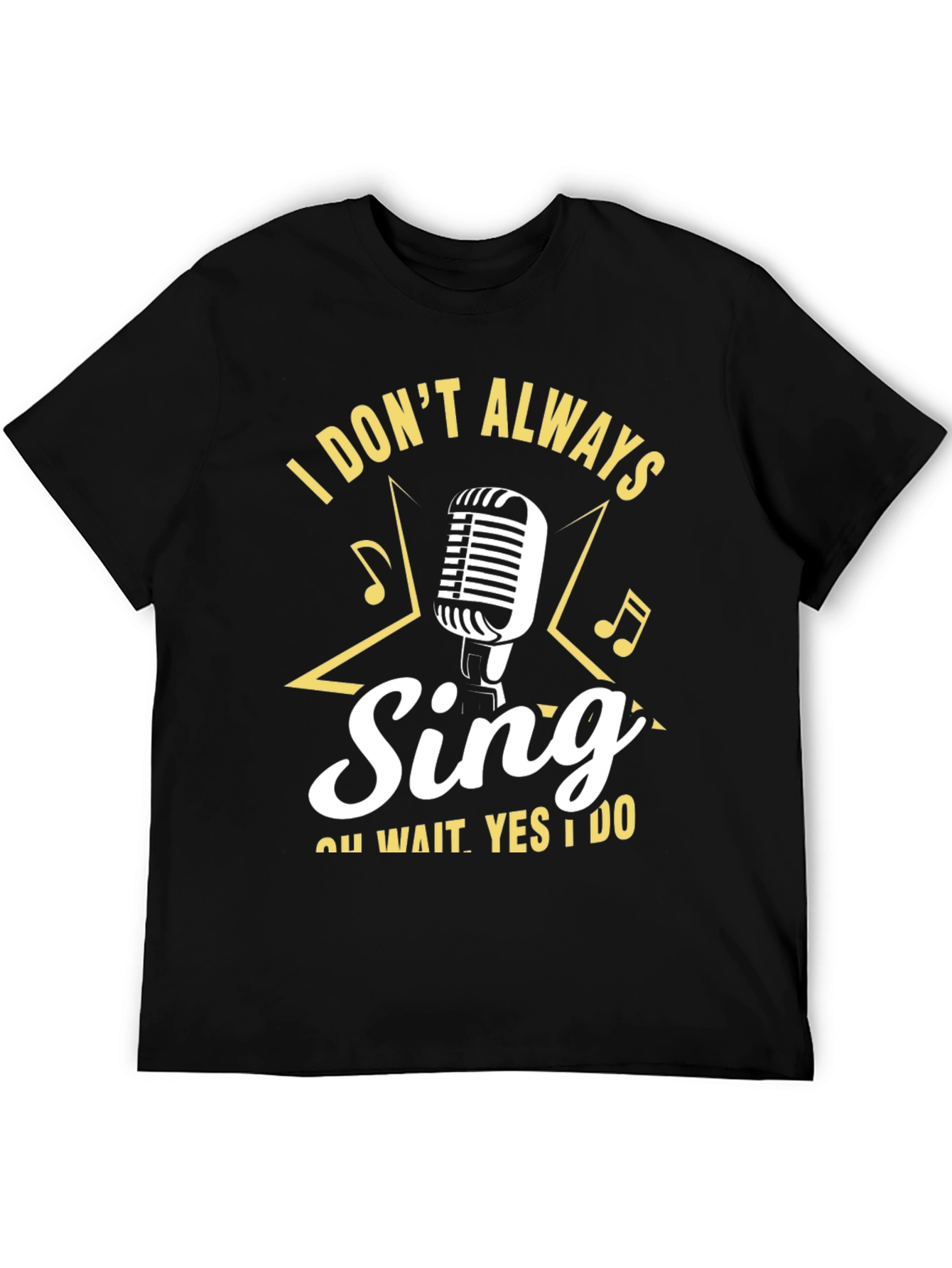 Camiseta Negra con Diseño de Micrófono y Frase Divertida
