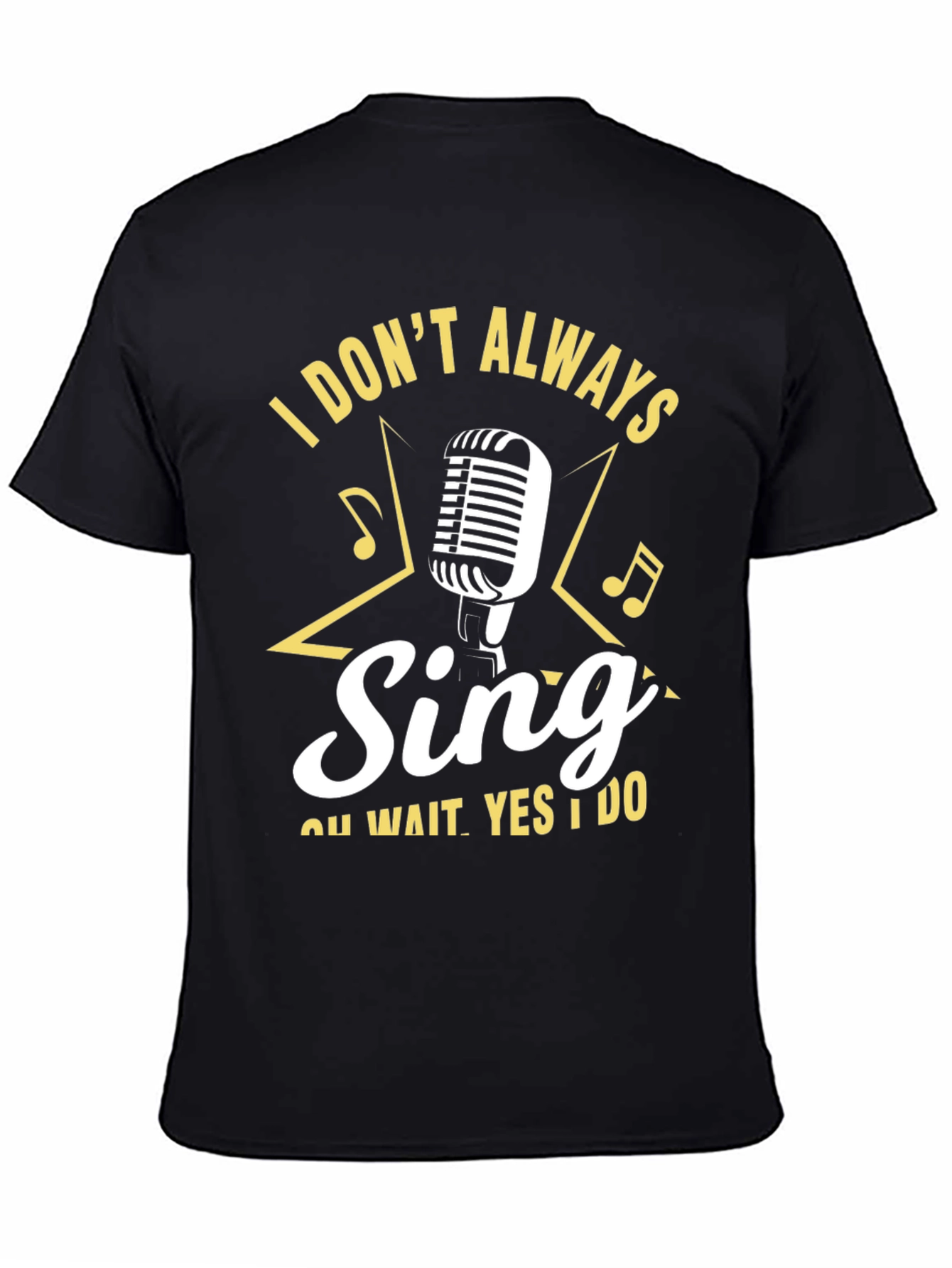 Camiseta Negra con Diseño de Micrófono y Frase Divertida