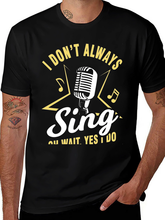 Camiseta Negra con Diseño de Micrófono y Frase Divertida