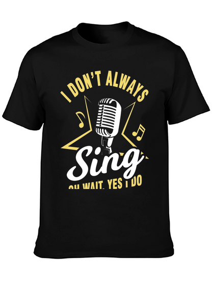 Camiseta Negra con Diseño de Micrófono y Frase Divertida