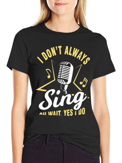 Camiseta Negra con Diseño de Micrófono y Frase Divertida