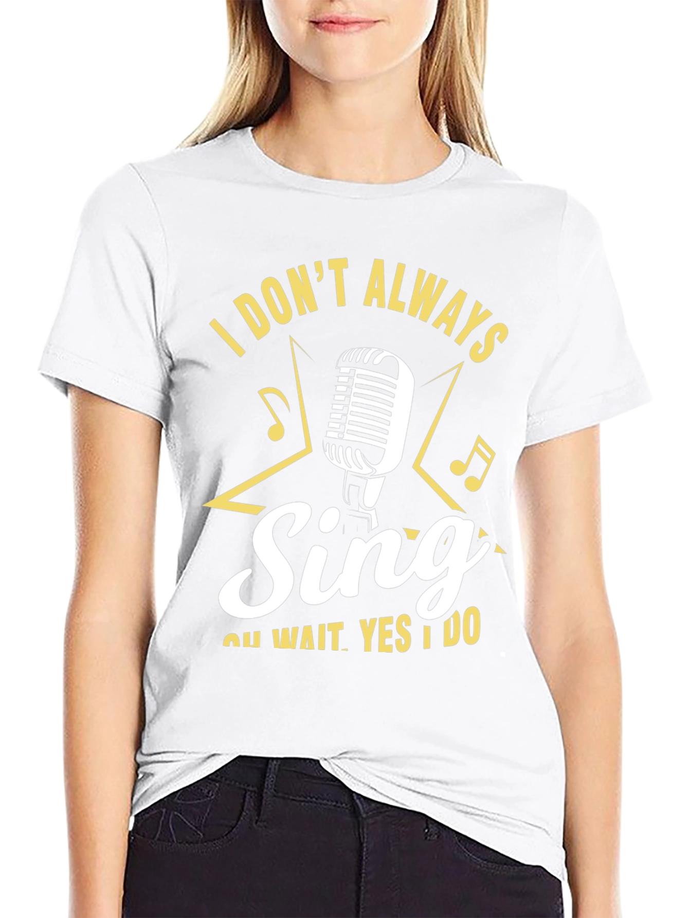 Camiseta Negra con Diseño de Micrófono y Frase Divertida