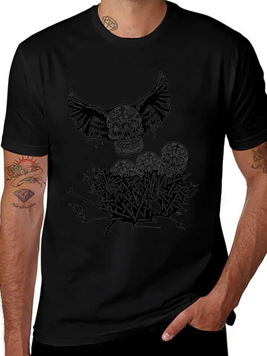 Camiseta Negra Calavera con Alas