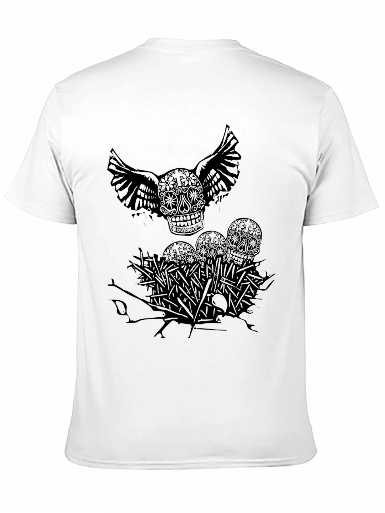 Camiseta Negra Calavera con Alas