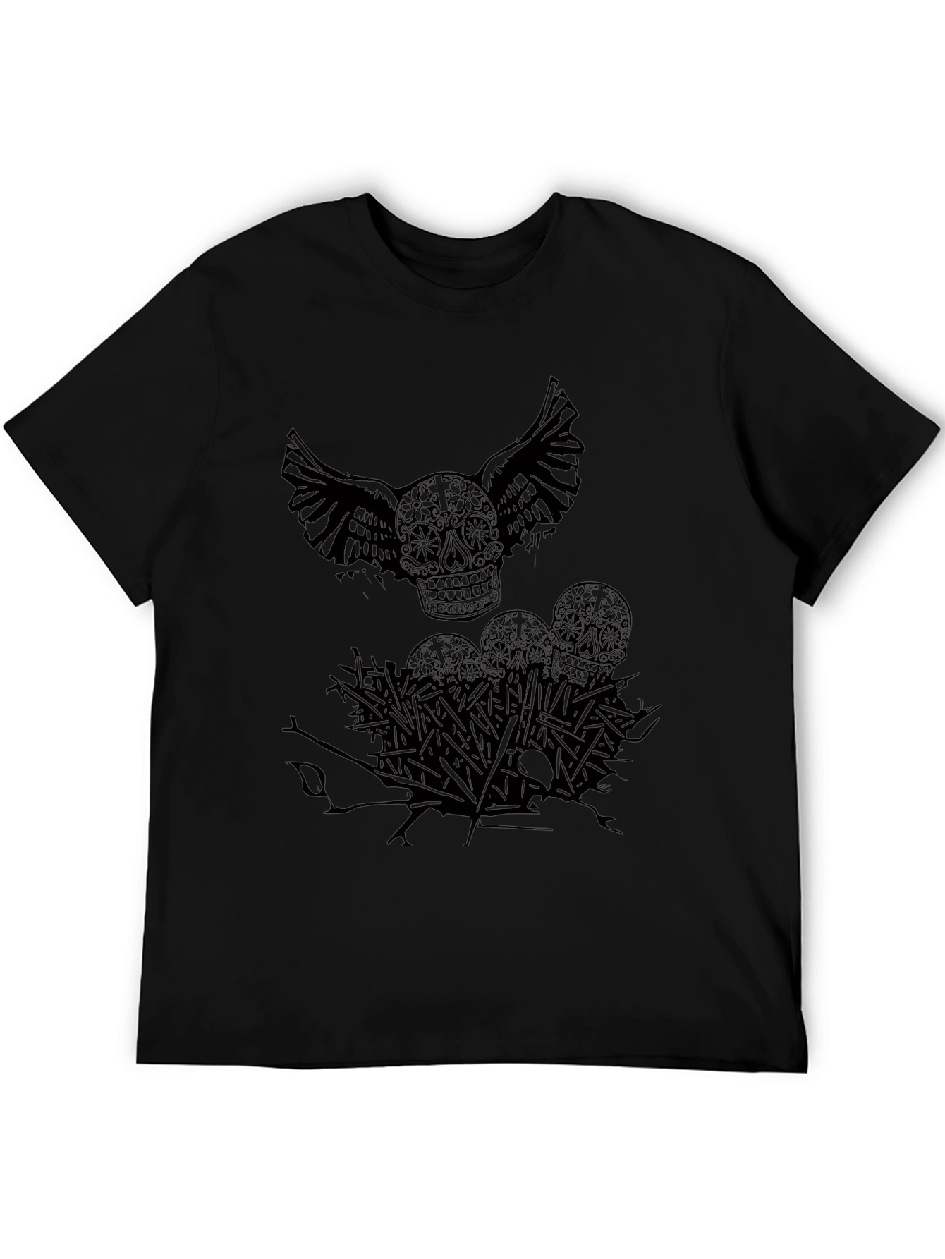 Camiseta Negra Calavera con Alas