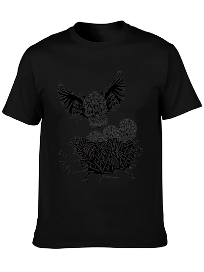 Camiseta Negra Calavera con Alas