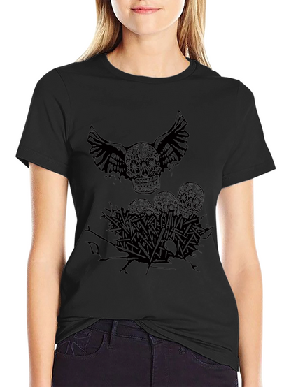 Camiseta Negra Calavera con Alas