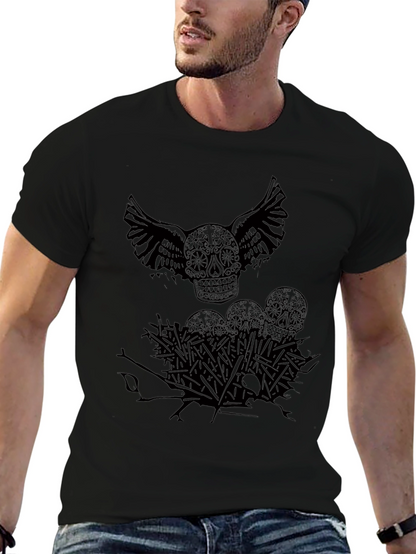 Camiseta Negra Calavera con Alas