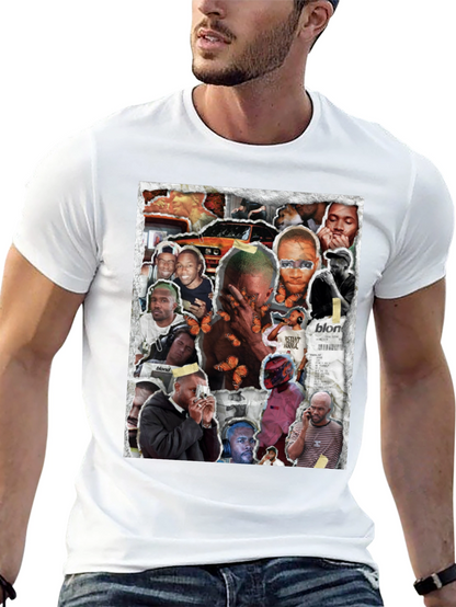 Camiseta Negra con Collage Frank Ocean Blonde
