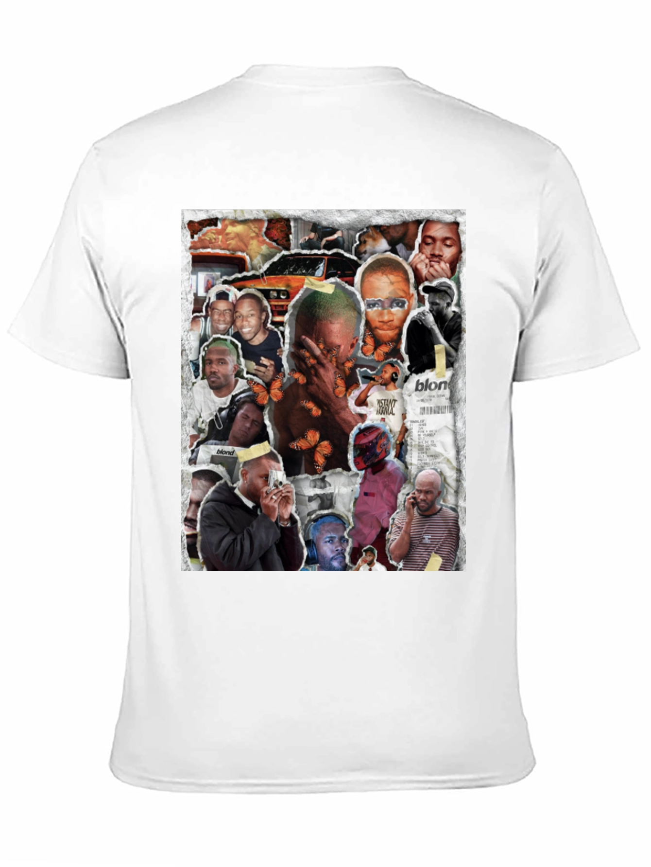 Camiseta Negra con Collage Frank Ocean Blonde