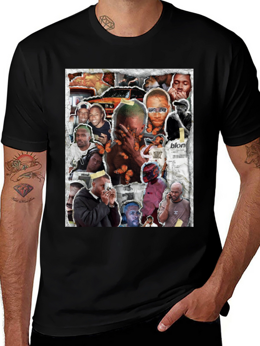 Camiseta Negra con Collage Frank Ocean Blonde